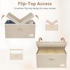 Lifewit Clothes Storage Bins with Lids, Fabric Foldable Storage Boxes with Handles, Decorative Closet Organizer, Stackable Cube Baskets Container for Bedroom, Office, 34.5L Large Beige, 2 Packs(2)
