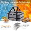 Lifewit Double Decker Casserole Carrier for Hot and Cold Food, Insulated Casserole Dish Carrier Carrying Case with Tool Room, Thermal Bag for Potluck Parties Cookouts Fits 9″×13″ Baking Dish, Gray(Gray)