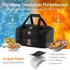 Lifewit Double Decker Casserole Carrier for Hot and Cold Food, Insulated Casserole Dish Carrier Carrying Case with Tool Room, Thermal Bag for Potluck Parties Cookouts Fits 9″×13″ Baking Dish, Gray(Black)