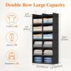 Lifewit Dual-Row Shelf Hanging Closet Organizer and Storage, Clothes Shelves with 3 Sturdy Hooks for Clothing Organization, Foldable Container Hold Up to 36 Sweaters, 6 Tier 12 Sections, Gray(Black)