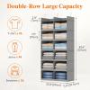 Lifewit Dual-Row Shelf Hanging Closet Organizer and Storage, Clothes Shelves with 3 Sturdy Hooks for Clothing Organization, Foldable Container Hold Up to 36 Sweaters, 6 Tier 12 Sections, Gray(Light Gray)