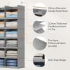 Lifewit Dual-Row Shelf Hanging Closet Organizer and Storage, Clothes Shelves with 3 Sturdy Hooks for Clothing Organization, Foldable Container Hold Up to 36 Sweaters, 6 Tier 12 Sections, Gray(Light Gray)