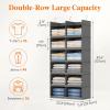 Lifewit Dual-Row Shelf Hanging Closet Organizer and Storage, Clothes Shelves with 3 Sturdy Hooks for Clothing Organization, Foldable Container Hold Up to 36 Sweaters, 6 Tier 12 Sections, Gray(Grey)