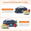 Lifewit Expandable Lunch Box for Men, Insulated Lunch Bag, Portable Cooler Bag with Shoulder Straps and 2 Ice Packs for Men Women Adult for Work College Travel, 6.5L 12 Cans Black(Blue)