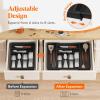 Lifewit Expandable Silverware Drawer Organizer, Adjustable Utensil Cutlery Tray for kitchen, Plastic Flatware Spoon Fork Knives Holder Storage Divider, 2 Pack, Gray(Black)