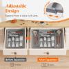 Lifewit Expandable Silverware Drawer Organizer, Adjustable Utensil Cutlery Tray for kitchen, Plastic Flatware Spoon Fork Knives Holder Storage Divider, 2 Pack, Gray(Gray)