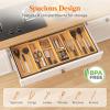 Lifewit Expandable Utensil Organizer for Kitchen Drawer, Adjustable Cooking Silverware Tray, Plastic Cutlery Flatware Holder, Spatula Tools Gadgets Storage Divider, 21-36 x 16, Bamboo, Natural(Natural)