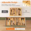 Lifewit Expandable Utensil Organizer for Kitchen Drawer, Adjustable Cooking Silverware Tray, Plastic Cutlery Flatware Holder, Spatula Tools Gadgets Storage Divider, 21-36 x 16, Bamboo, Natural(Natural)
