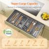 Lifewit Expandable Utensil Organizer for Kitchen Drawer, Adjustable Cooking Silverware Tray, Plastic Cutlery Flatware Holder, Spatula Tools Gadgets Storage Divider, 21-36 x 16, Bamboo, Natural(Gray)