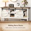 Lifewit Farmhouse Entryway Console Table, Adjustable Shelf, Sliding Barn Doors, Hallway Table with Bottom Open Shelf, for Entrance, Living Room, Foyer, Hold 130lbs, Rustic White, 47″ x 15.7″ x 32″