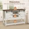 Lifewit Farmhouse Entryway Console Table, Adjustable Shelf, Sliding Barn Doors, Hallway Table with Bottom Open Shelf, for Entrance, Living Room, Foyer, Hold 130lbs, Rustic White, 47″ x 15.7″ x 32″