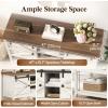 Lifewit Farmhouse Entryway Console Table, Adjustable Shelf, Sliding Barn Doors, Hallway Table with Bottom Open Shelf, for Entrance, Living Room, Foyer, Hold 130lbs, Rustic White, 47″ x 15.7″ x 32″