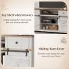 Lifewit Farmhouse TV Stand for up to 65″ TV, Entertainment Center with Ajustable Shelves, Sliding Barn Door and Open Storage Spaces, TV Console for Living Room, Bedroom, Hold 300lbs, Rustic White(Up to 75″ TV)