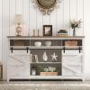 Lifewit Farmhouse TV Stand for up to 65″ TV, Entertainment Center with Ajustable Shelves, Sliding Barn Door and Open Storage Spaces, TV Console for Living Room, Bedroom, Hold 300lbs, Rustic White(Up to 65″ TV)