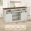 Lifewit Farmhouse TV Stand for up to 65″ TV, Entertainment Center with Ajustable Shelves, Sliding Barn Door and Open Storage Spaces, TV Console for Living Room, Bedroom, Hold 300lbs, Rustic White(Up to 65″ TV)