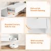 Lifewit Floating TV Stand for up to 50″ TV, Wall Mounted Entertainment Center with Power Outlets and USB Ports, Large Storage Space with Sliding Tabletop, Open Shelves, White(White)