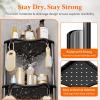 Lifewit Floor Standing Shower Caddy Corner, 4 Tier Plastic Shower Stand Rack with Adjustable Feet and Hooks, Rustproof Bathroom Shelf Organizer, 42.2″ H, Black(Black)