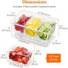 Lifewit Ice Chilled Condiment Caddy with 3 Containers(2.5 cup), Condiment Server with Separate Lids, Serving Tray Platter with Removable Dishes for Bar Accessories, Fruit, Salad, Taco, Party Garnish