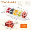 Lifewit Ice Chilled Condiment Caddy with 4 Containers(2.5 cup), Condiment Server with Separate Lids, Serving Tray Platter with Removable Dishes for Bar Accessories, Fruit, Salad, Taco, Party Garnish(with Accessories)