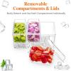 Lifewit Ice Chilled Condiment Caddy with 4 Containers(2.5 cup), Condiment Server with Separate Lids, Serving Tray Platter with Removable Dishes for Bar Accessories, Fruit, Salad, Taco, Party Garnish(without Accessories)