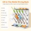 Lifewit Large Baby Bottle Drying Rack with Drain Mat, 15 Hooks Vertical Rack Dryer with Removable Pacifiers Box, Drip Tray, Space Saving Countertop Holder Organizer for Weighted Straws, Pump Parts(without Drain Mat)