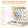 Lifewit Large Baby Bottle Drying Rack with Drain Mat, 15 Hooks Vertical Rack Dryer with Removable Pacifiers Box, Drip Tray, Space Saving Countertop Holder Organizer for Weighted Straws, Pump Parts(with Drain Mat)
