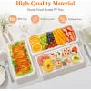 Lifewit Large Plastic Serving Tray Set for Party Supplies, 16/14/12 inch Platters for Serving Food, 3 PCS White Reusable Tray for Veggie, Snack, Fruit, Cookies, Dessert in Kitchen/Pantry Organization(6)
