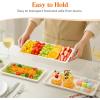 Lifewit Large Plastic Serving Tray Set for Party Supplies, 16/14/12 inch Platters for Serving Food, 3 PCS White Reusable Tray for Veggie, Snack, Fruit, Cookies, Dessert in Kitchen/Pantry Organization(3)
