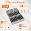 Lifewit Magnetic Drawer Knife Organizers Insert, Kitchen Plastic In Drawer Knife Block Slots, Steak Chefs Knives Holder Storage Sets for 16 Knives and 1 Sharpening Steel, Extra Large, Gray(Gray)