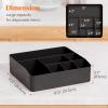 Lifewit Paper Plate Organizer for Kitchen Countertop, Plastic Silverware Caddy for Party, Utensil Holder with 7 Compartment, Cutlery Flatware Dispenser Box for Cup Spoon Fork Napkin, Black, 29 -31cm