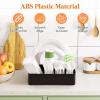 Lifewit Paper Plate Organizer for Kitchen Countertop, Plastic Silverware Caddy for Party, Utensil Holder with 7 Compartment, Cutlery Flatware Dispenser Box for Cup Spoon Fork Napkin, Black, 29 -31cm