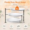 Lifewit Plastic 3 Tier Serving Tray Platter for Party Entertaining, 10″ × 10″ Large Dessert Table Display Set, White Reusable Round Dishes with Gold Metal Display Stand for Veggie, Fruit, Cookies(Black)