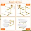 Lifewit Plastic Fruit Bowl Basket for Kitchen Countertop, 3 Tier Fruit Holder with Black Metal Stand, Serving Tray for Food, Vegetable, Cake, Dessert in Party(Gold)
