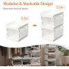 Lifewit Plastic Stackable Storage Baskets, 4 Tier Stacking Bins for Food and Clothes, Multifunctional Organizer for RV, Kitchen, Playroom, Pantry and Bathroom, 13.8″D x 11.8″W x 28.3″H, 1 Pack, White(White)