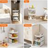 Lifewit Plastic Stackable Storage Baskets, 4 Tier Stacking Bins for Food and Clothes, Multifunctional Organizer for RV, Kitchen, Playroom, Pantry and Bathroom, 13.8″D x 11.8″W x 28.3″H, 1 Pack, White(White)
