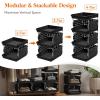 Lifewit Plastic Stackable Storage Baskets, 4 Tier Stacking Bins for Food and Clothes, Multifunctional Organizer for RV, Kitchen, Playroom, Pantry and Bathroom, 13.8″D x 11.8″W x 28.3″H, 1 Pack, White(Black)