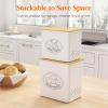 Lifewit Potato and Onion Storage Bin, Stackable Garlic Keeper with Aerating Holes and Lid, Plastic Vegetable Container Box for Pantry Countertop, White, 24 x 18 x 24 cm/9.5 x 7 x 9.5 inch, Set of 3(White)