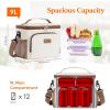 Lifewit Reusable Insulated Lunch Bag, Portable Cooler Freezable Soft Lunchbox Leakproof with Adjustable Shoulder Strap for Men Women Adult for Work Picnic or Travel, 9L 12 Can, Black(Cream)