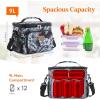 Lifewit Reusable Insulated Lunch Bag, Portable Cooler Freezable Soft Lunchbox Leakproof with Adjustable Shoulder Strap for Men Women Adult for Work Picnic or Travel, 9L 12 Can, Black(Flower)