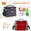 Lifewit Reusable Insulated Lunch Bag, Portable Cooler Freezable Soft Lunchbox Leakproof with Adjustable Shoulder Strap for Men Women Adult for Work Picnic or Travel, 9L 12 Can, Black(Dark Gray)