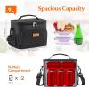 Lifewit Reusable Insulated Lunch Bag, Portable Cooler Freezable Soft Lunchbox Leakproof with Adjustable Shoulder Strap for Men Women Adult for Work Picnic or Travel, 9L 12 Can, Black(Black)