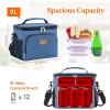 Lifewit Reusable Insulated Lunch Bag, Portable Cooler Freezable Soft Lunchbox Leakproof with Adjustable Shoulder Strap for Men Women Adult for Work Picnic or Travel, 9L 12 Can, Black(Dark Blue)
