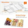 Lifewit Serving Tray Divided for Party Supplies, 4 PCS 15″ x 10″ Plastic Platters for Serving Food, White Reusable Tray for Veggie, Snack, Fruit, Cookies, Desserts in Kitchen/Pantry(4)