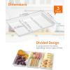 Lifewit Serving Tray Divided for Party Supplies, 4 PCS 15″ x 10″ Plastic Platters for Serving Food, White Reusable Tray for Veggie, Snack, Fruit, Cookies, Desserts in Kitchen/Pantry(8)