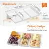 Lifewit Serving Tray Divided for Party Supplies, 4 PCS 15″ x 10″ Plastic Platters for Serving Food, White Reusable Tray for Veggie, Snack, Fruit, Cookies, Desserts in Kitchen/Pantry(12)