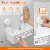 Lifewit Shower Caddy Suction Cup, NO-Drilling Bathroom Organizers and Storage Rack for Inside Shower, Plastic Removable Shower Shelves for Shampoo Strong Vacuum Suction, 10inch/26cm Long, 2 Pack(3)