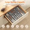 Lifewit Silverware Drawer Organizer, Expandable BPA Free Plastic Utensil Tray for Kitchen, Adjustable Flatware Cutlery Holder for Spoons Forks Knives, 21.3-36 x 16.9, Black(Gray)