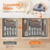 Lifewit Silverware Drawer Organizer, Expandable BPA Free Plastic Utensil Tray for Kitchen, Adjustable Flatware Cutlery Holder for Spoons Forks Knives, 21.3-36 x 16.9, Black(Gray)