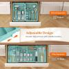 Lifewit Silverware Drawer Organizer, Expandable BPA Free Plastic Utensil Tray for Kitchen, Adjustable Flatware Cutlery Holder for Spoons Forks Knives, 21.3-36 x 16.9, Black(Turquoise)