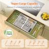 Lifewit Silverware Drawer Organizer, Expandable BPA Free Plastic Utensil Tray for Kitchen, Adjustable Flatware Cutlery Holder for Spoons Forks Knives, 21.3-36 x 16.9, Black(Green&White)